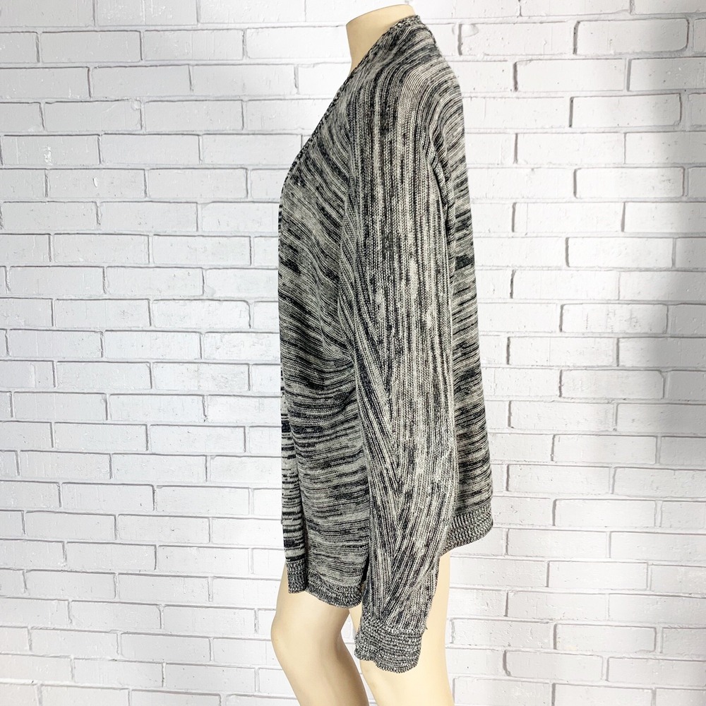 Eileen Fisher Linen Open Front Shawl Collar Black White Cardigan Quiet Luxury XL - Picture 5 of 11